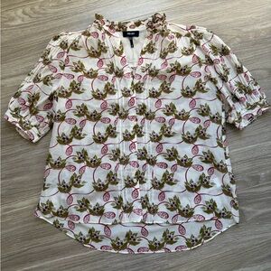 ME+EM Women’s Silk Cotton Summer Waterlily Print Blouse Sz 8 EUC